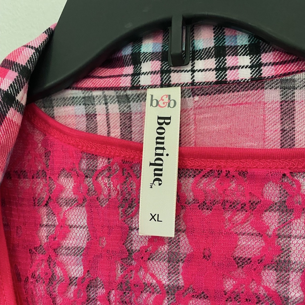 B&B Boutique Pink Plaid Blouse